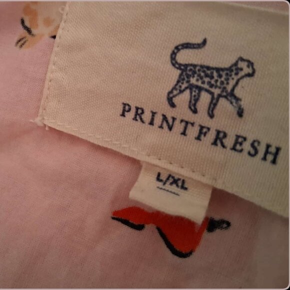 Printfresh Pink Christmas Dog Organic Cotton Vintage Style Holiday Lounge Robe - Picture 4 of 7